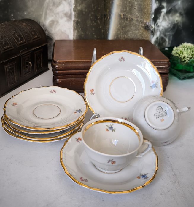Serwis do kawy mokka Wałbrzych piękna stara porcelana