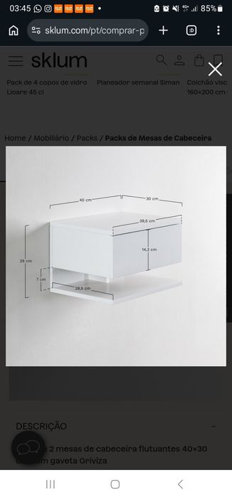 Mesa de cabeceira Sklum