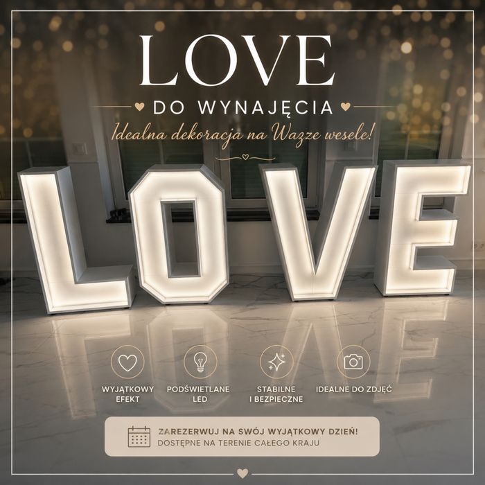 Napis Love Led wesele lub inne okoliczności