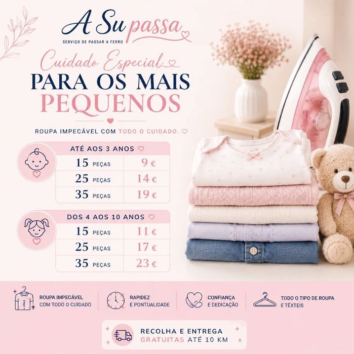 Serviços engomaria/passar a ferro