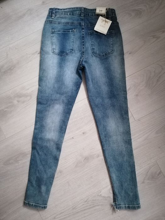 Stylowe spodnie, wysoki stan, Koronka rozm 34/36