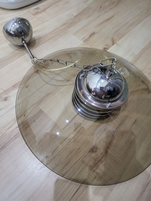 Lampa wisząca chrom szkło