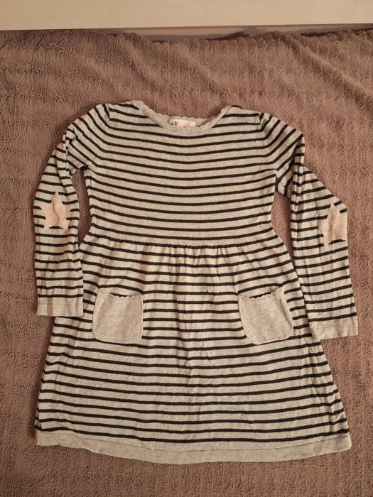 Paka ubrań dziewczynka 122, bluzki długi rękaw, sukienka