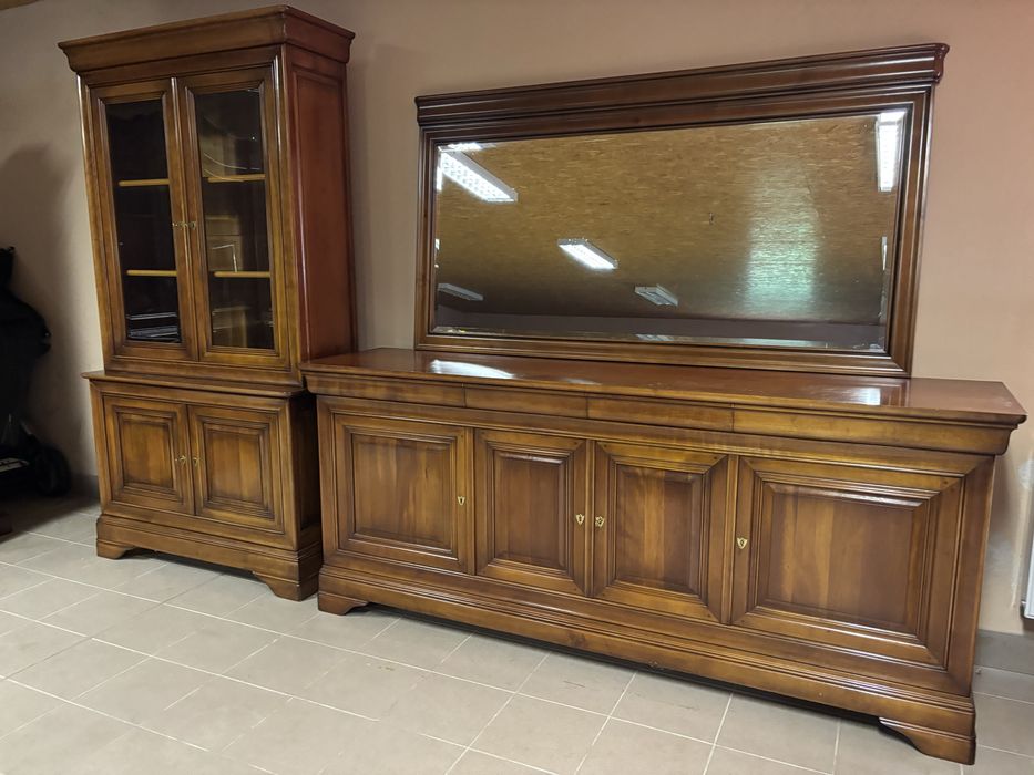 Piekny Stylowy Zestaw Komoda lustro witryna stół 6 krzeseł jak Selva