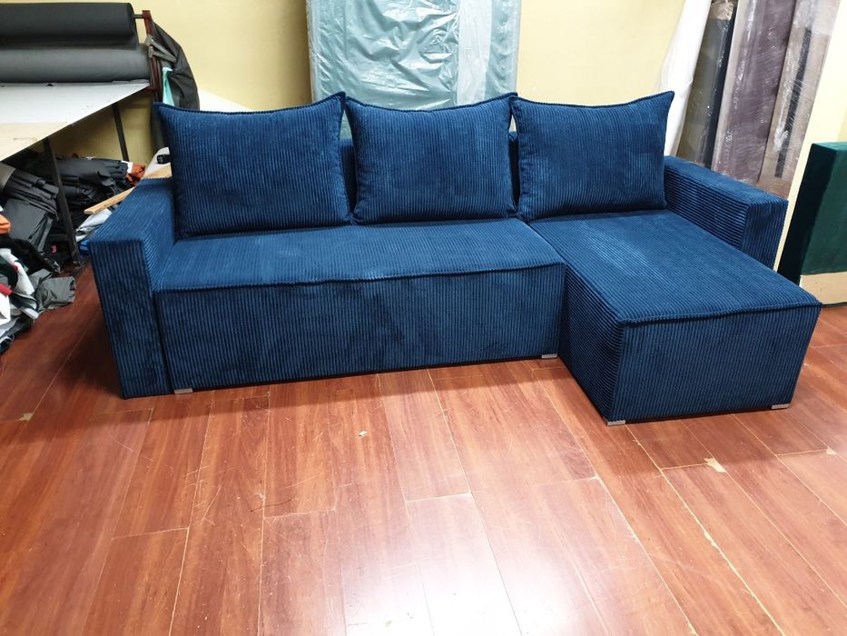 Naroznik Sztruks Kanapa Sofa Pojemnik dostawa Cała Polska
