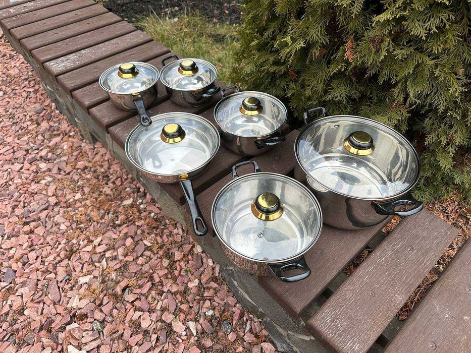 ‼️ Набор кастрюль + сковорода + ковшик из нержавейки ‼️ Набор посуды.