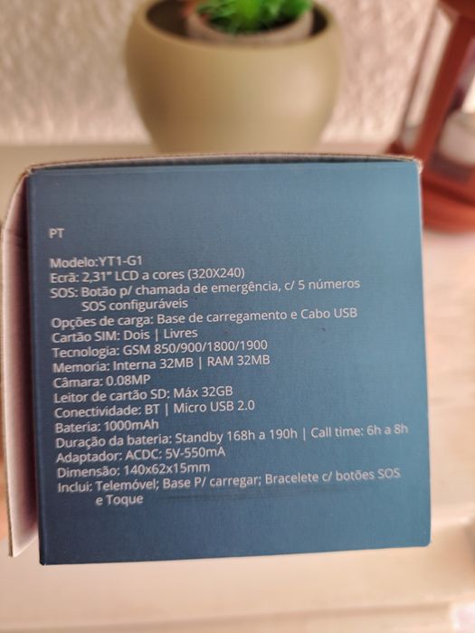 INSYS Telemóvel Pack Easy in SOS YT1-G1, com Bracelete e Base