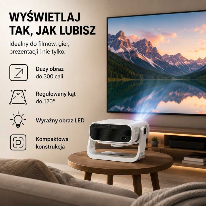 WIELIO M269E Natywny projektor 4K 200'' HDMI USB bluetooth Android 11 PILOT