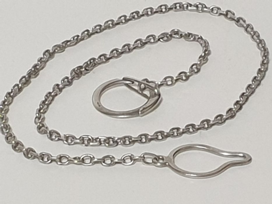 Fantástica antiga corrente de relógio de bolso em prata contrastada