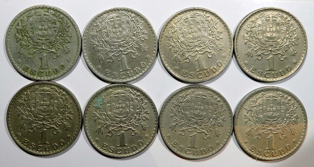 Republica - Lote 8 Moedas - 1$00 1940, 59, 61, 62, 64, 66, 66 e 1968