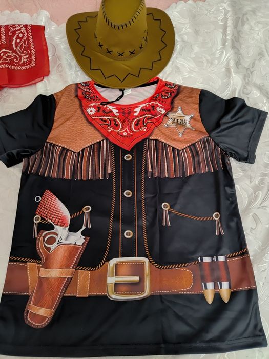 Strój przebranie kowboj kowboja Dziki Zachód trzy części rozmiar XL