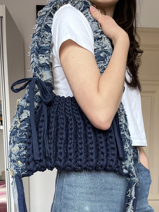 Torebka na ramię z jeansowym materiałem