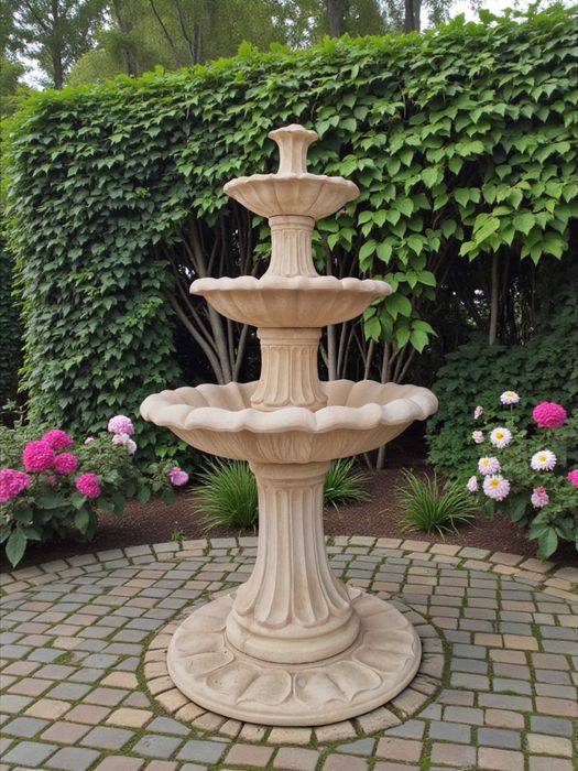 Fontanna ogrodowa Saragossa biały cement Ag-Bet figura ogrodowa