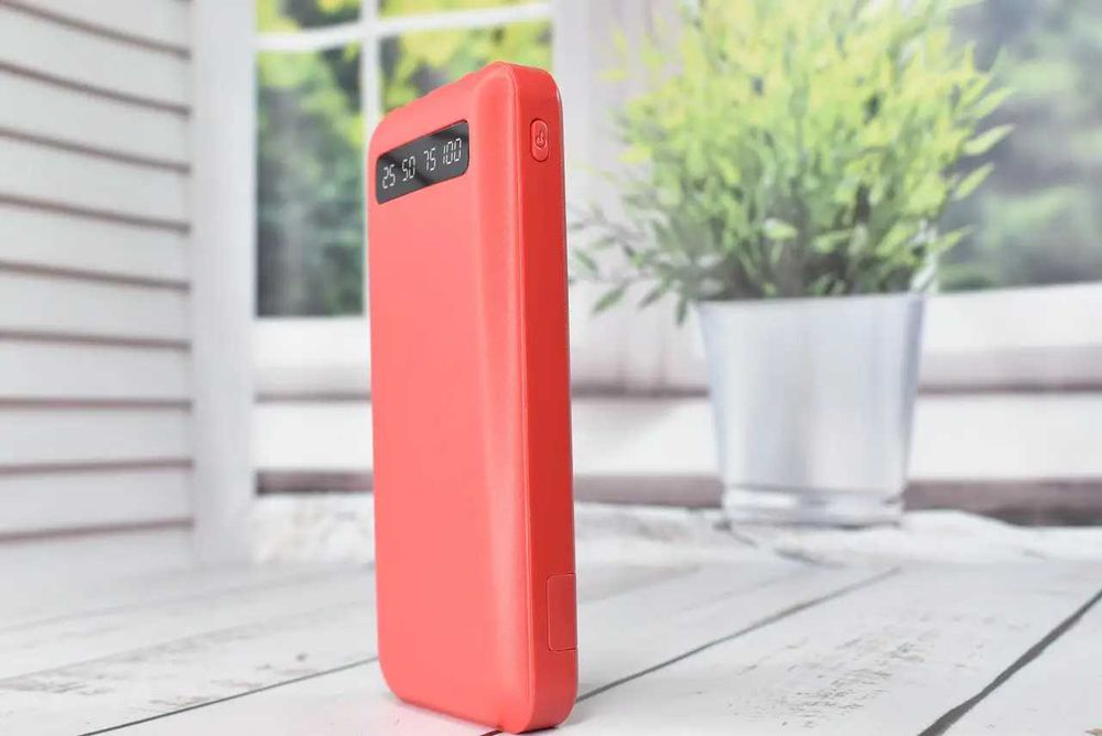 Павербанк з швидкою зарядкою + Ліхтарик 10000 mAh Red Powerbank