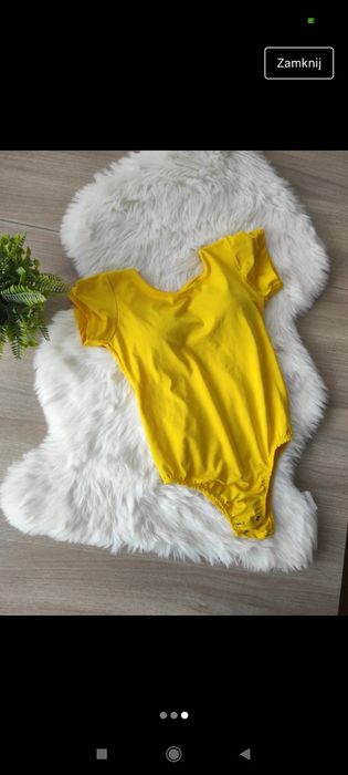 Żółta bluzka body z perełkami S