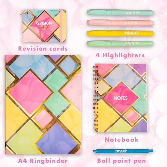 ZESTAW PAPETERII notes A5+segregator A4+pastelowe mazaki+ fiszki P408