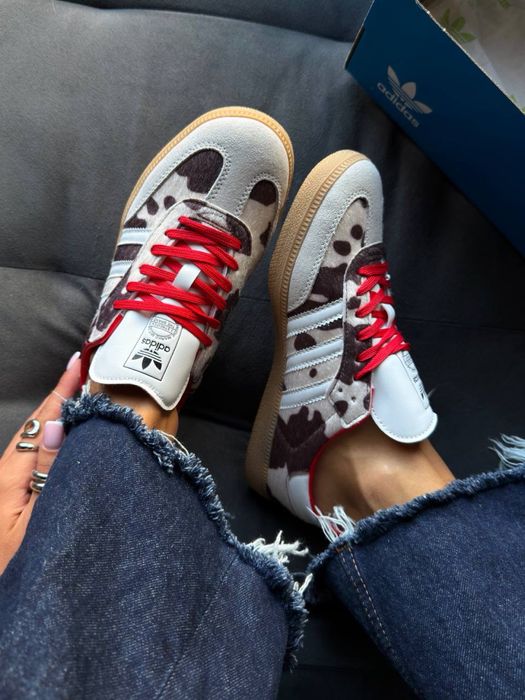 Жіночі кросівки Adidas Samba OG Cow Print Beige/Black вдідас самба