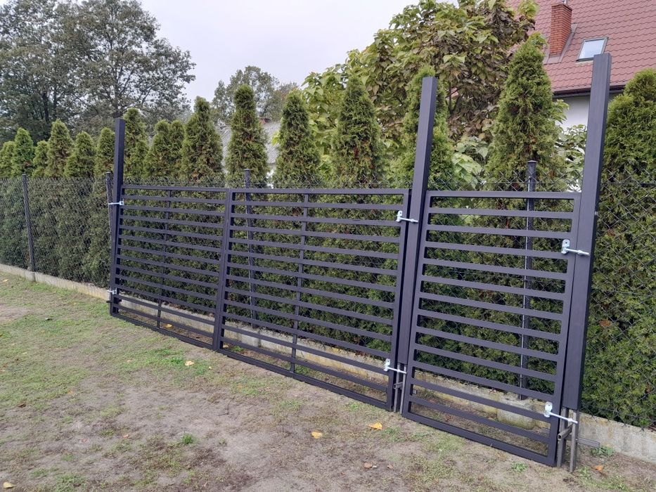 Brama Panelowa 3D Wjazdowa Gospodarcza 4mx1,60m Słupki Zawiasy Komplet
