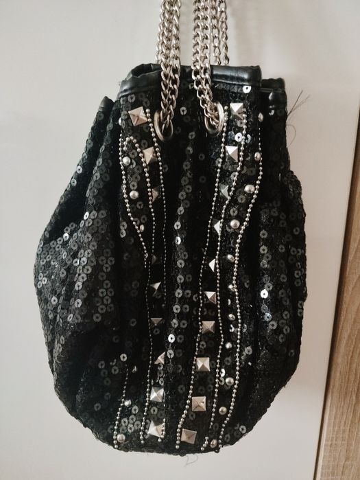 Unikatowa torebka worek na łańcuszku elegancka Andrzejki Sylwester