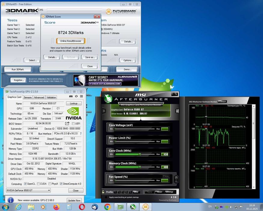 Geforce 9800GT 1Gb 128bit DDR2  9500GT