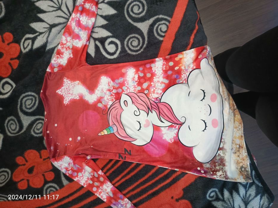 Sukienka czerwona welurowa święta jednorożec