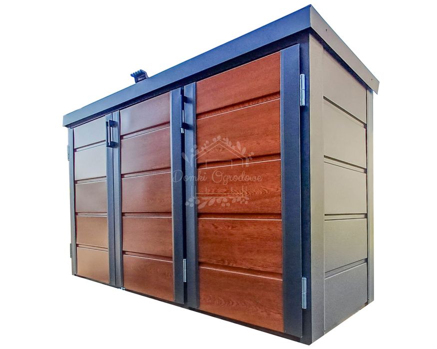 Zabudowa koszy na śmieci wiata  207x80x120 cm 3x240L Antracyt ID868