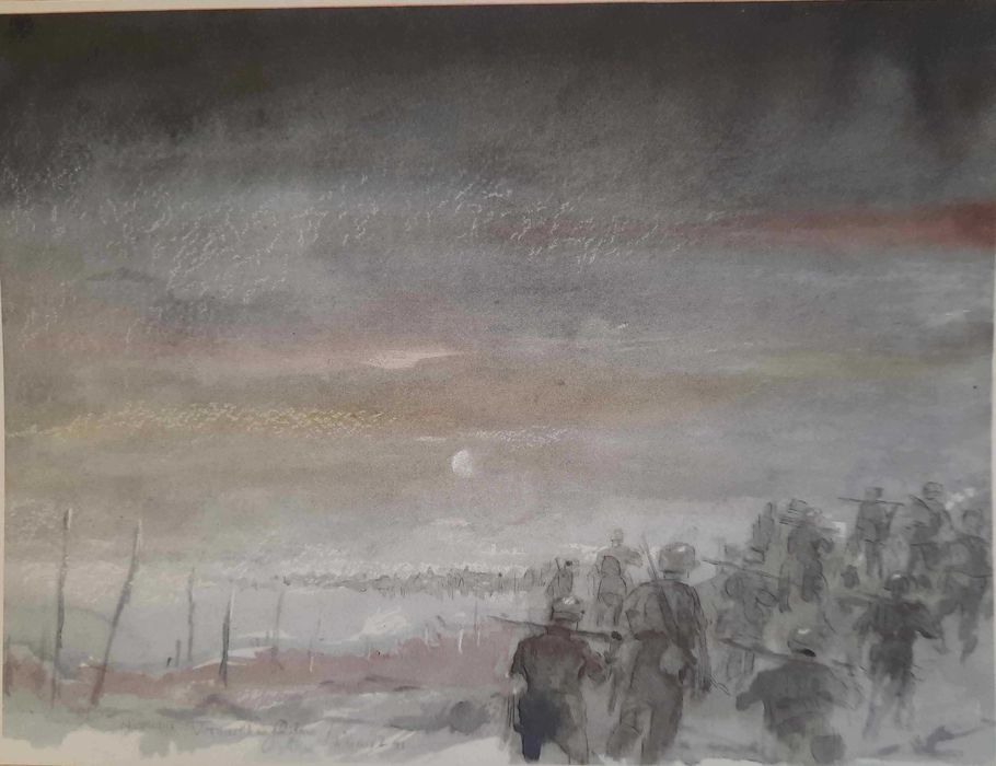 Hermann Schardt II W.Ś. Grafika Nachtlicher Vormarsch im Osten