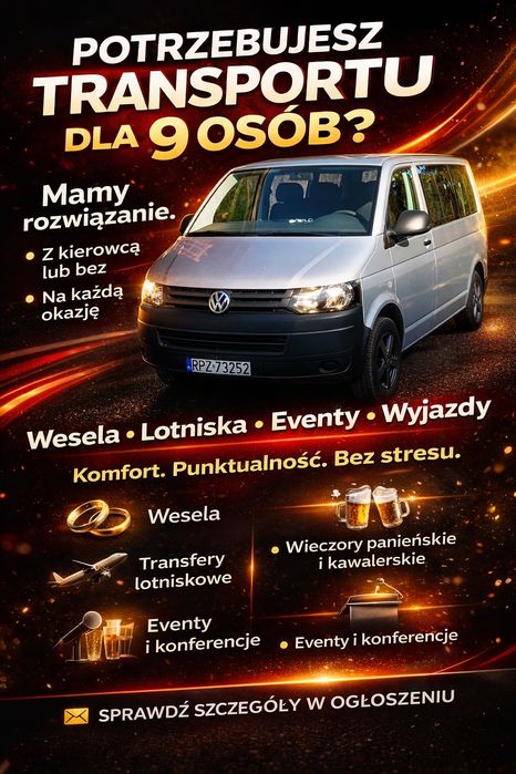 Wynajem busa 9 osobowego.