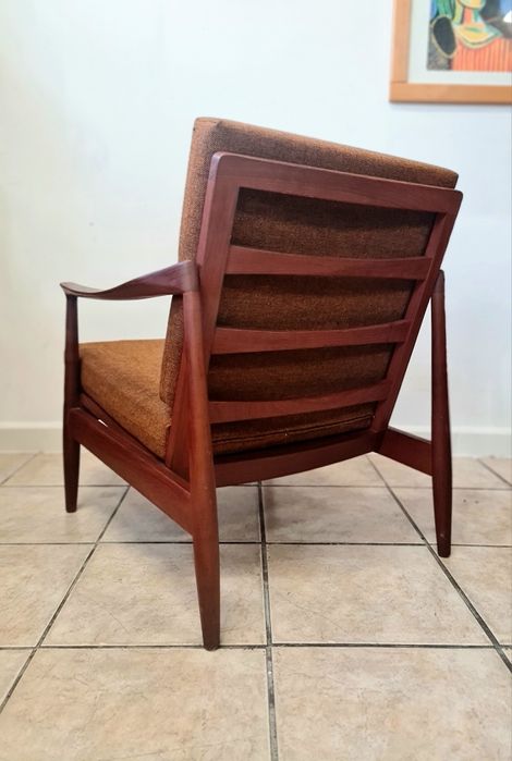 Fotel wypoczynkowy, tekowy, w stylu skandynawskim lata 60,mid century