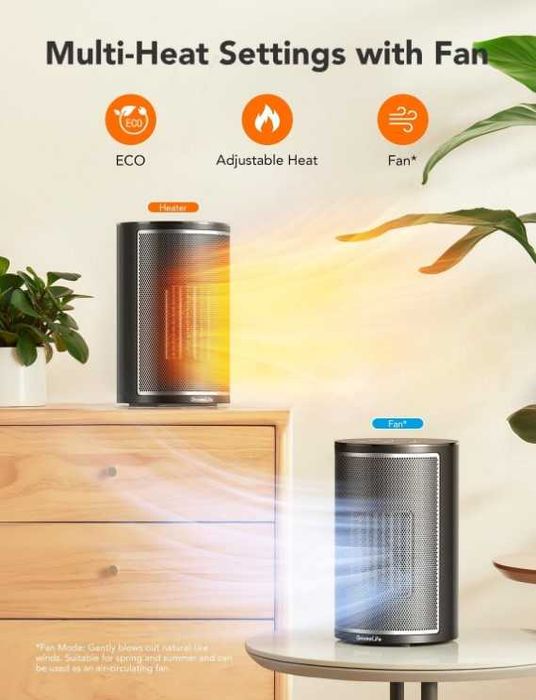 Тепловентилятор обогреватель GOVEELIFE H713C 1500W, WiFi керамический