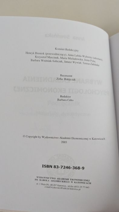Wybrane zagadnienia psychologii ekonomicznej Anna Sowińska