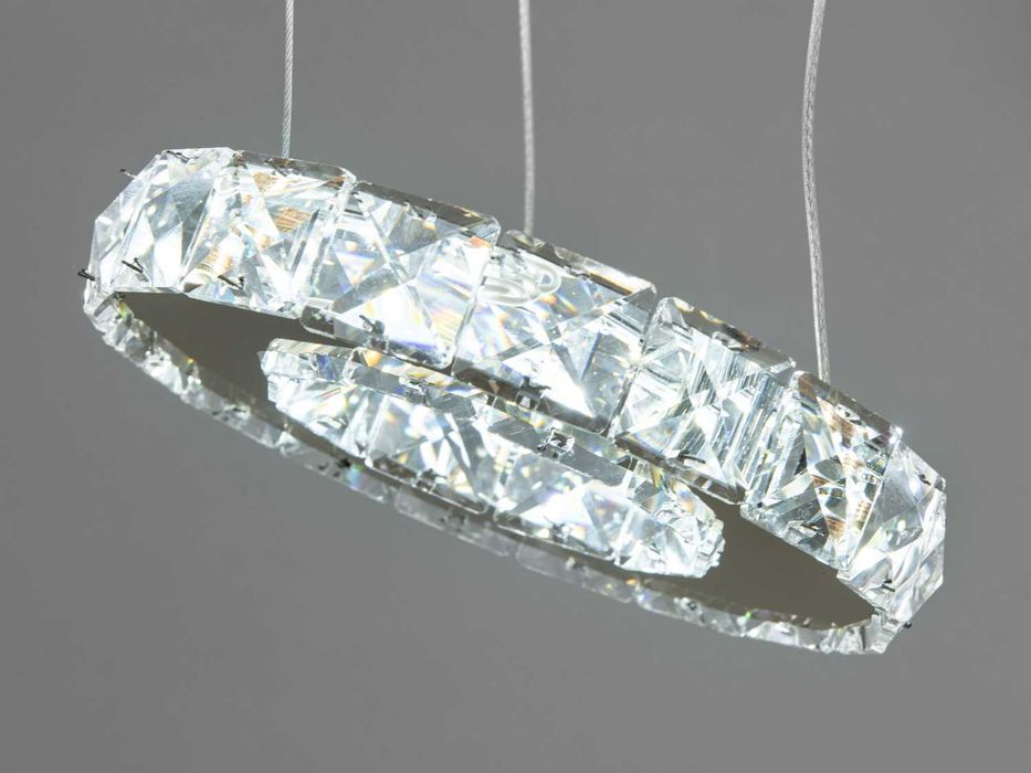 Стильна кришталева LED люстра на підвісах-тросах, 60W