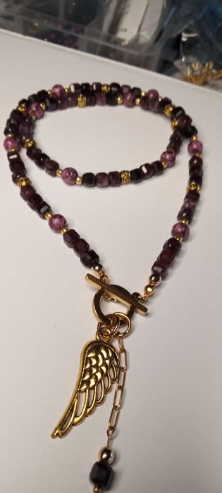 Naszyjnik z granatu +rodonit
