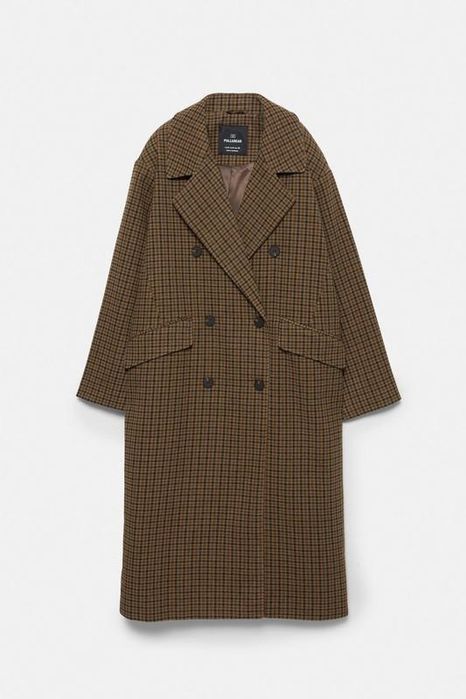 Довге пальто Pull&Bear в клітинку