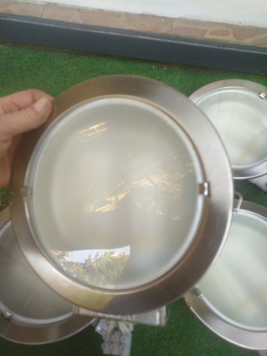 6 x duża okrągła lampa sufitowa wpuszczana srebra średnica 23cm Lexman