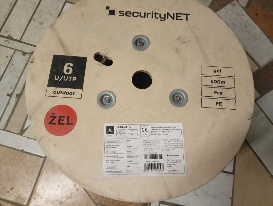 Skrętka kabel u/UTP kat 6 ziemny