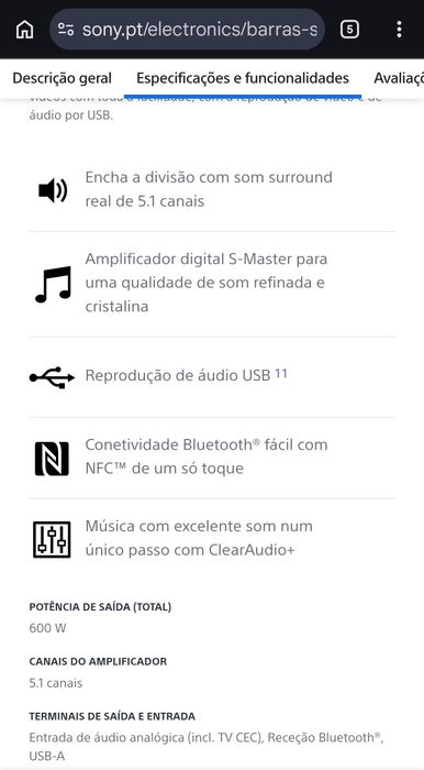Sistema Som Sony Surround 5.1