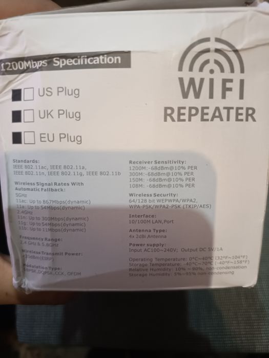 Repetidor de sinal Wi-Fi sem fios de 1200Mbps