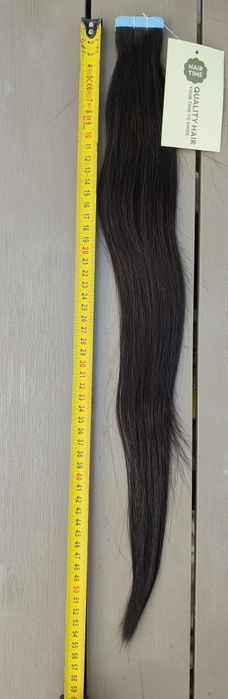 Włosy Tape On 1B bardzo ciemny brąz 55/57 cm 50 g – nowe