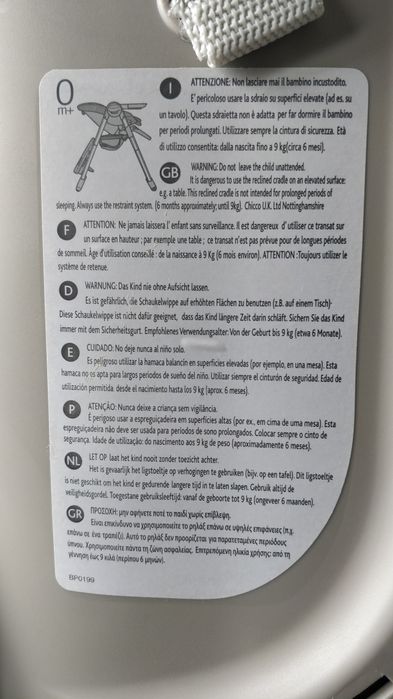 Cadeira Chicco para bebé (refeição e espreguiçadeira)