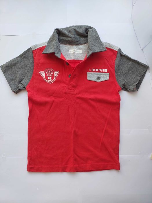 Футболка поло сіро-червона (нова) для хлопчика In Extenso, 6 р