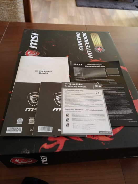 używany laptop gamingowy  MSI GL62MVR 7RFX stan bdb