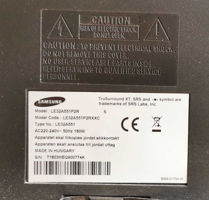 Telewizor Samsung LE32A551P2R 32" HDMI - uszkodzony, nie włącza się !