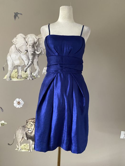 Szafirowa sukienka wieczorowa imprezowa koktajlowa nowa premium