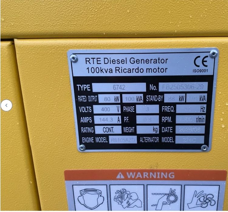 Gerador em STOCK
Rte 100kva