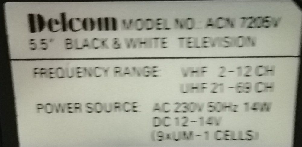 Televisão Delcom 5.5" Black & White