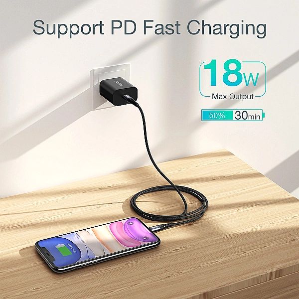 Kabel Choetech IP0041 USB-C / Lightning MFi 480Mb/s 3A 2 m - czarny