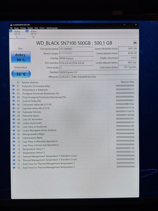 dyski m2 nvme WD Black sn7100 2tb/500gb; 5 letnia gwarancja
