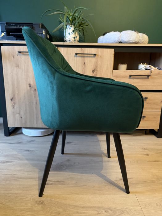 Krzesło butelkowa zieleń tapicerowane welurowe liza