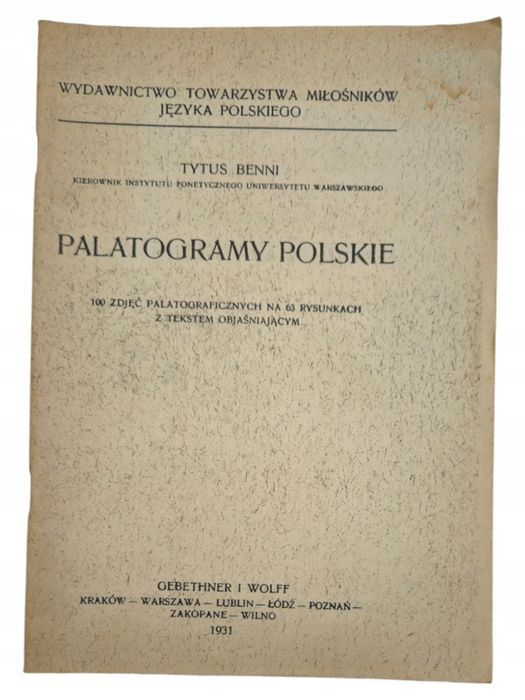 Tytus Benni Palatogramy polskie 100 zdjęć 1931 antyk